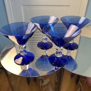 Bryce Martini Glass In Cobalt Blue Aristocrat Set of 4